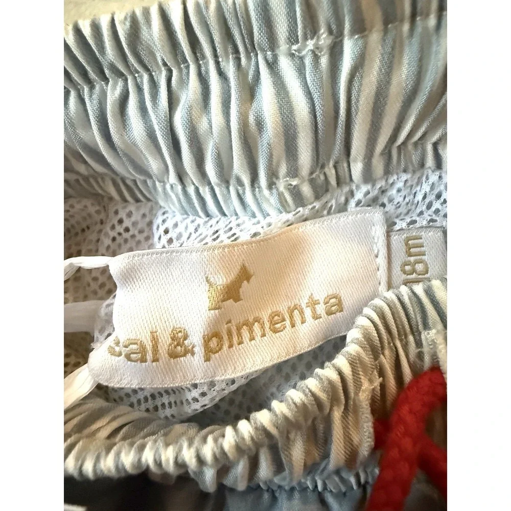 Sal & Pimenta Light Blue Santa Swim Shorts 18 Mo Boutique Summer‎ Toddler NWT